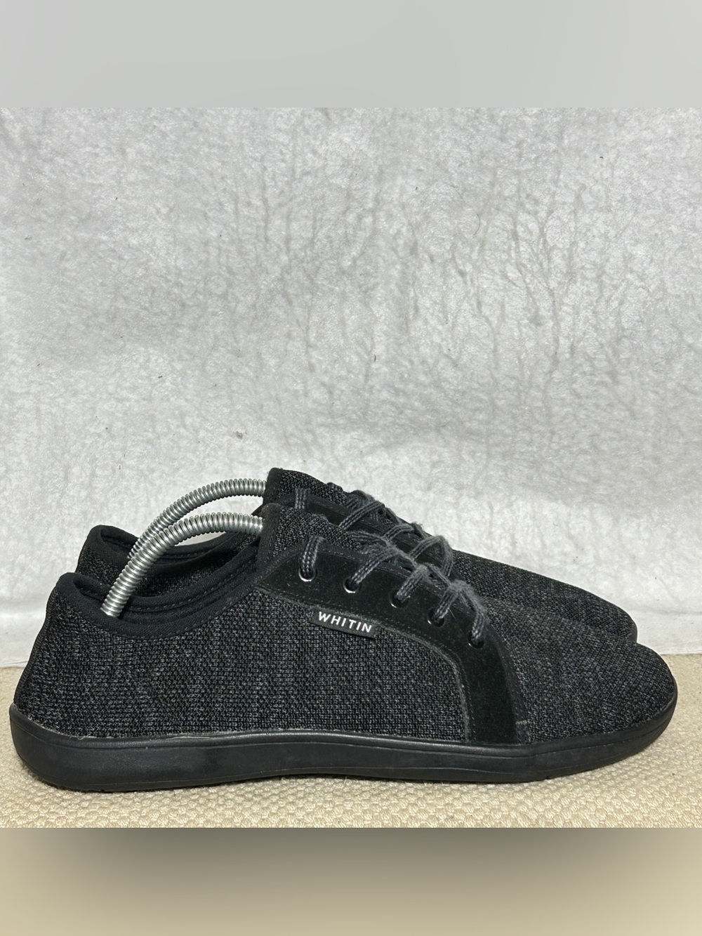 Whitin Mens Blk Knit Zero-drop Minimalist Running Barefoot Sneaker SZ EU 43 US 9